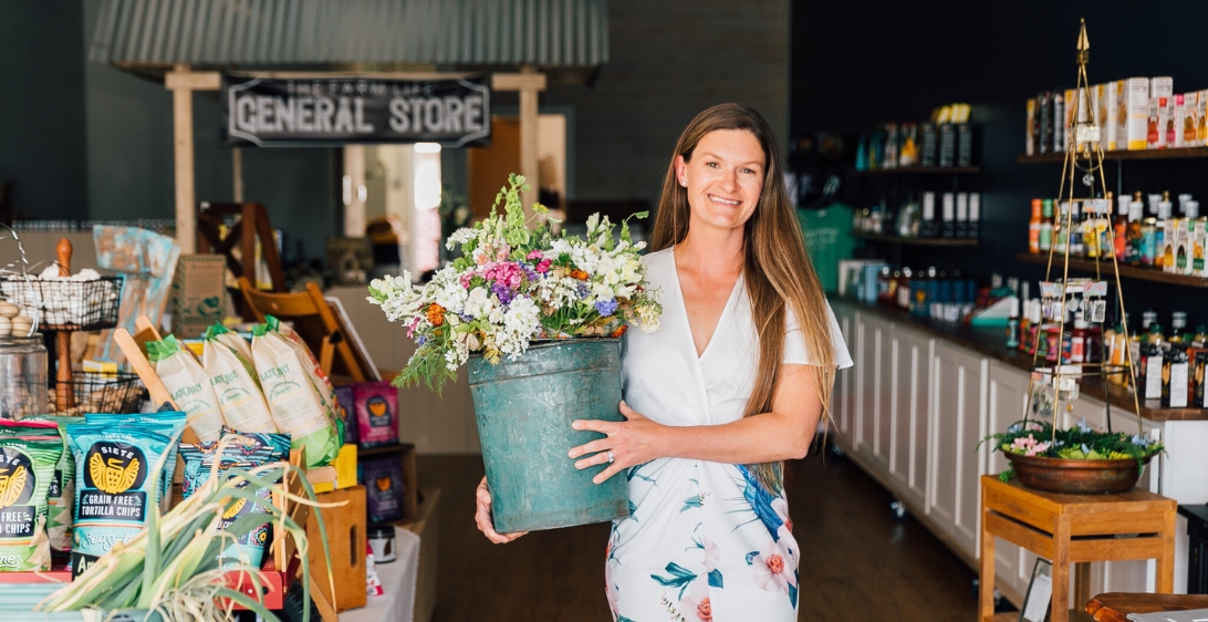 Ashley Grouch of The Farm Life Movement in her Farmacy storefront