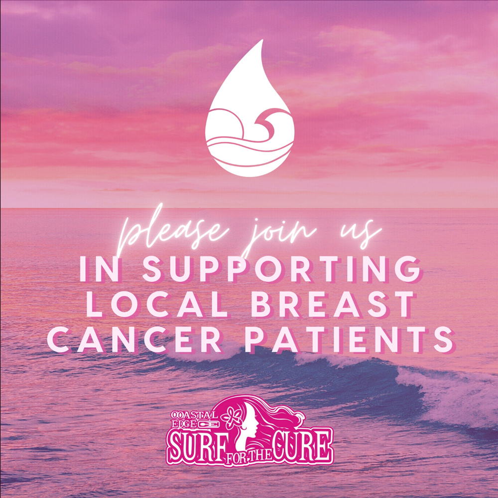 Invitation to join Hang 10 Drips for the Coastal Edge Surf for the Cure fundraiser